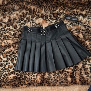 Current Mood Black Pleated faux leather Mini Skirt